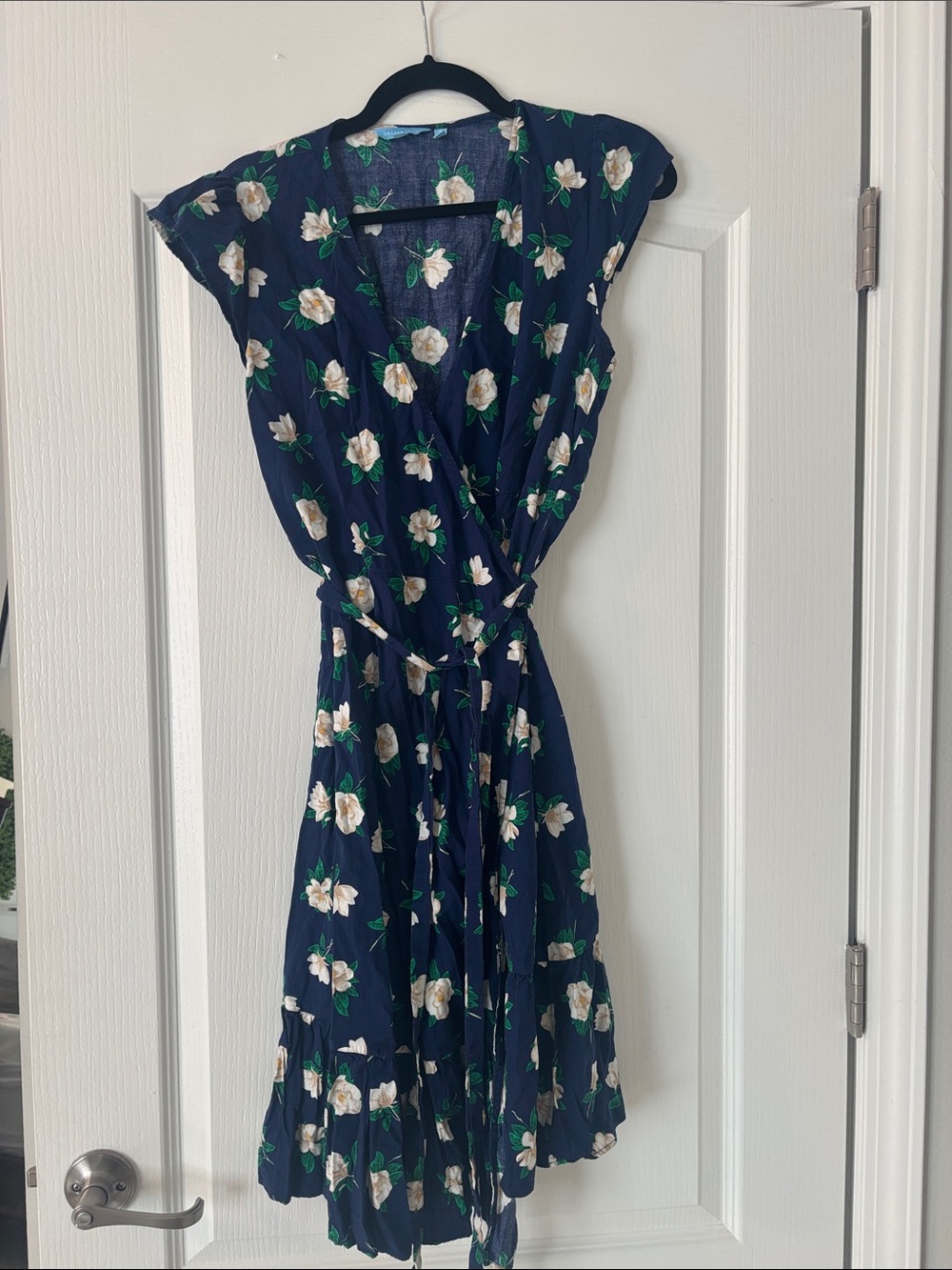 Draper James Navy Magnolia Wrap Dress with Tie